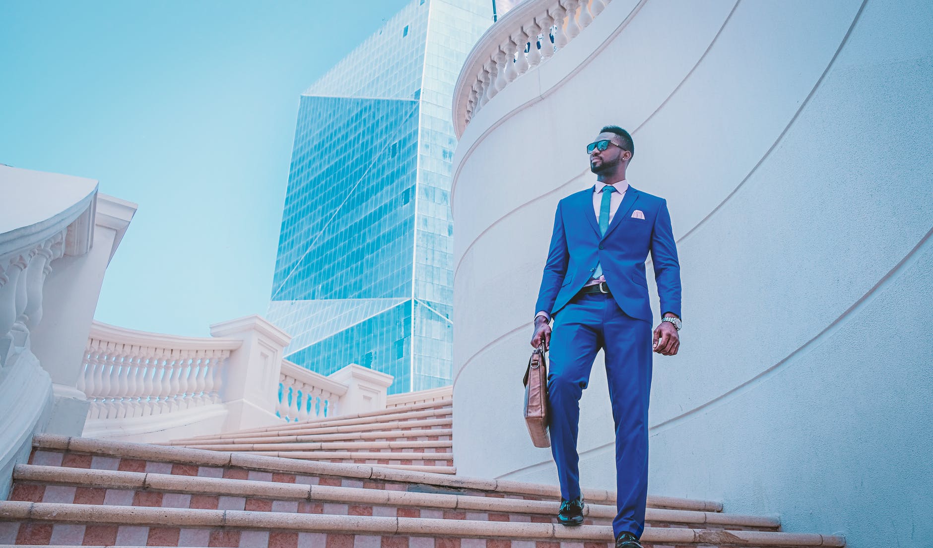 man in blue suit